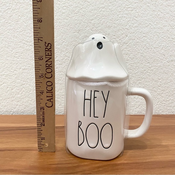 RAE DUNN Artisan Collection Hey Boo Ghost Topper Ceramic Halloween Mug New - Picture 8 of 11